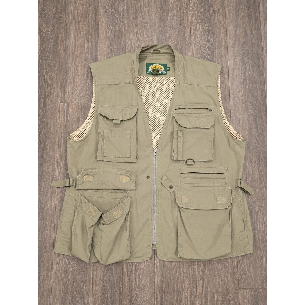 Cabelas Outdoor Gear Fishing Vest 2XL Khaki Hunting Utility Mesh Vintage